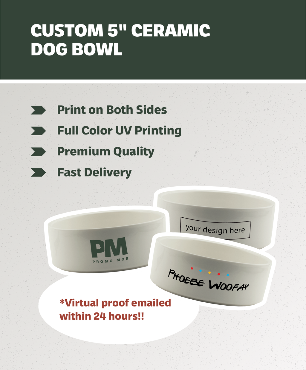 Custom 5" Ceramic Dog Bowl (SOLD INDIVIDUALLY)