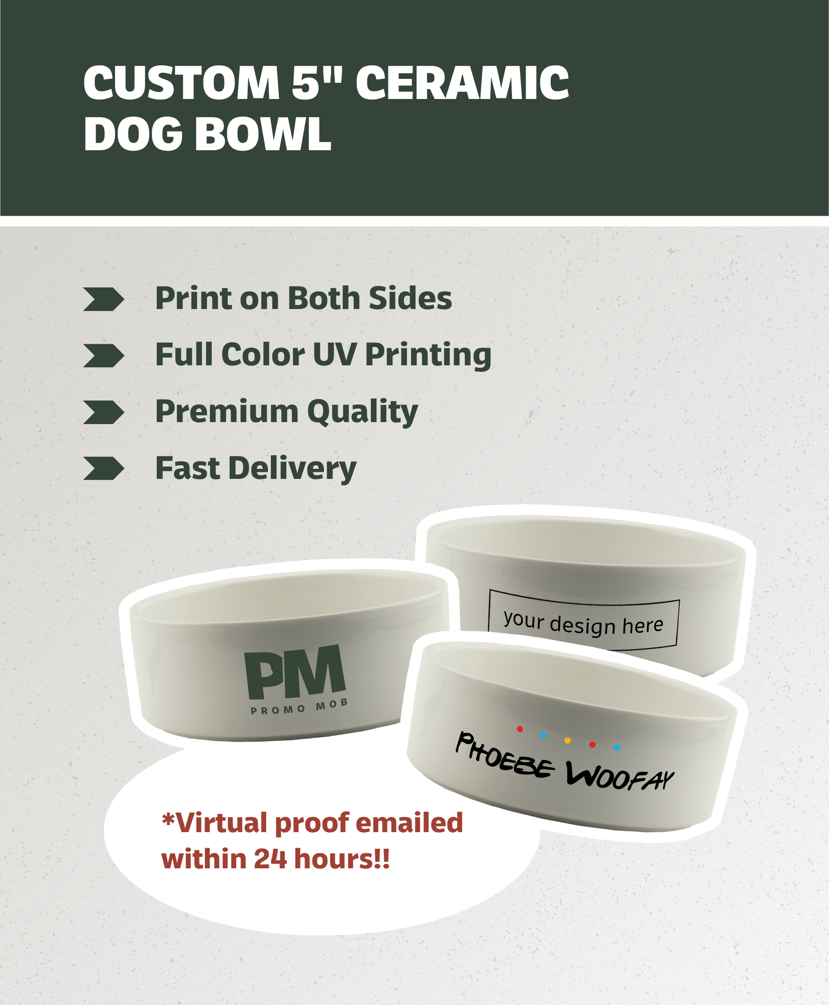Custom 5" Ceramic Dog Bowl (SOLD INDIVIDUALLY)