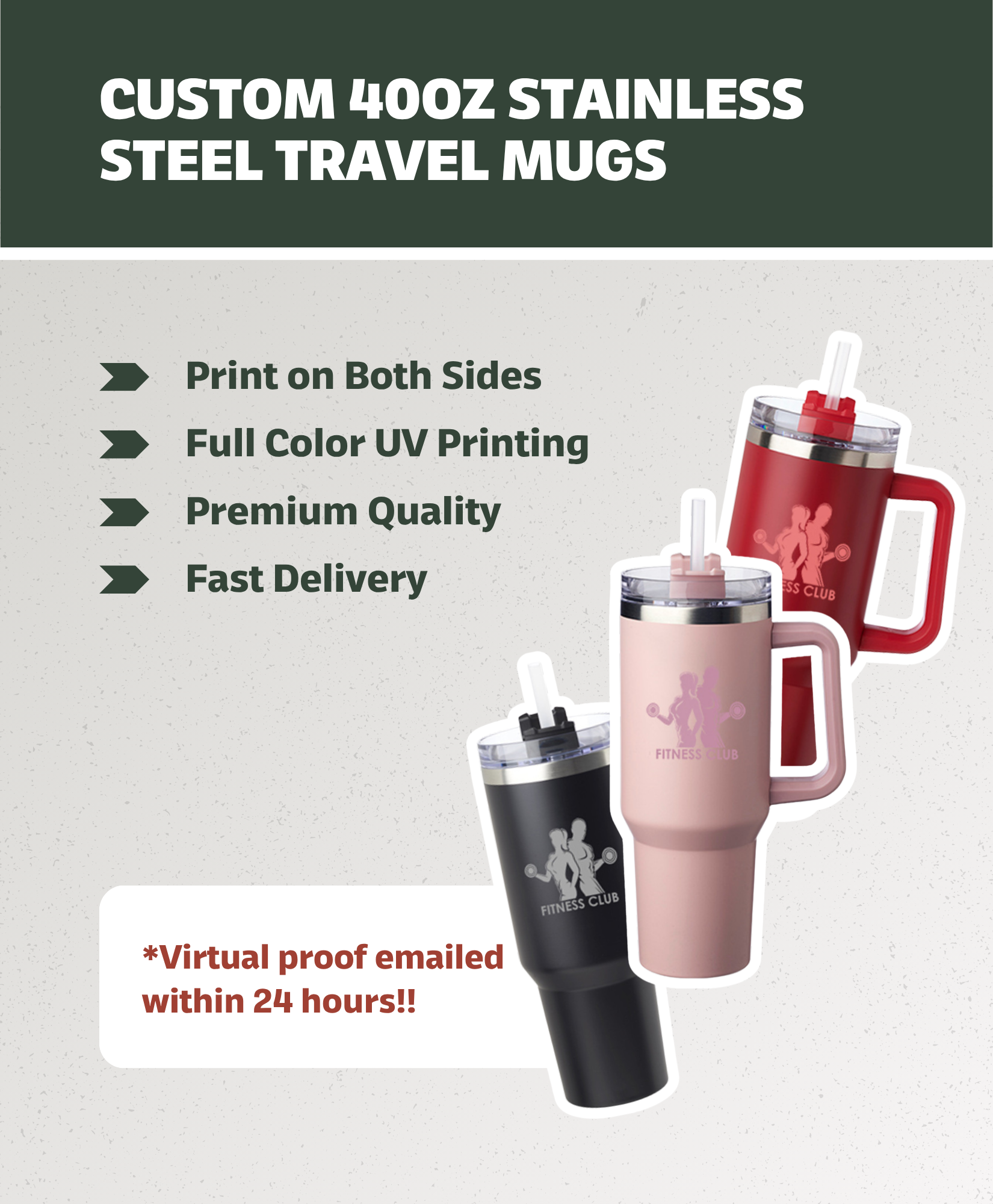 Custom 40 oz. Alps Stainless Steel Travel Mugs with Handle