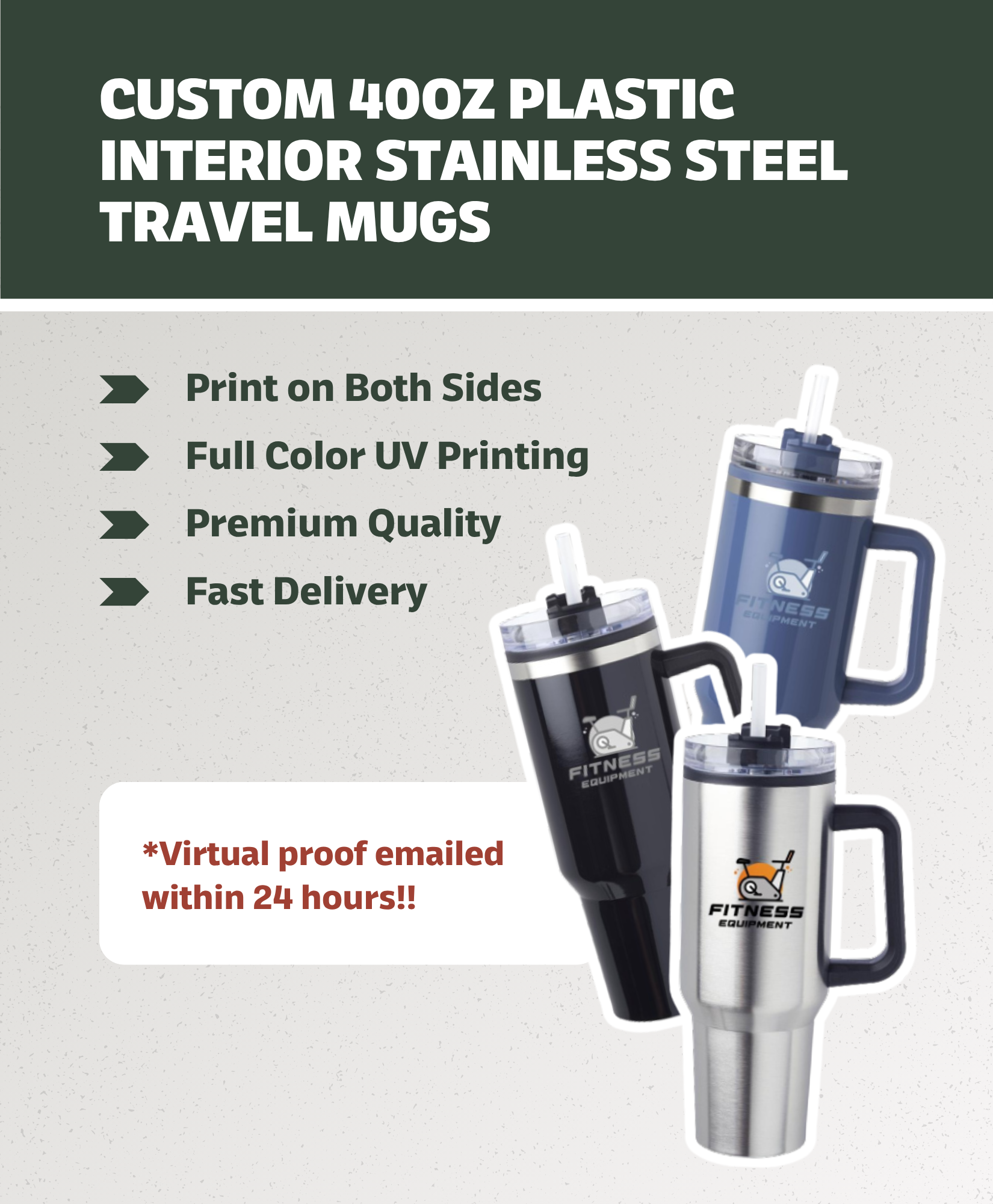 Custom 40 oz. Hugo Plastic Interior Stainless Steel Travel Mugs